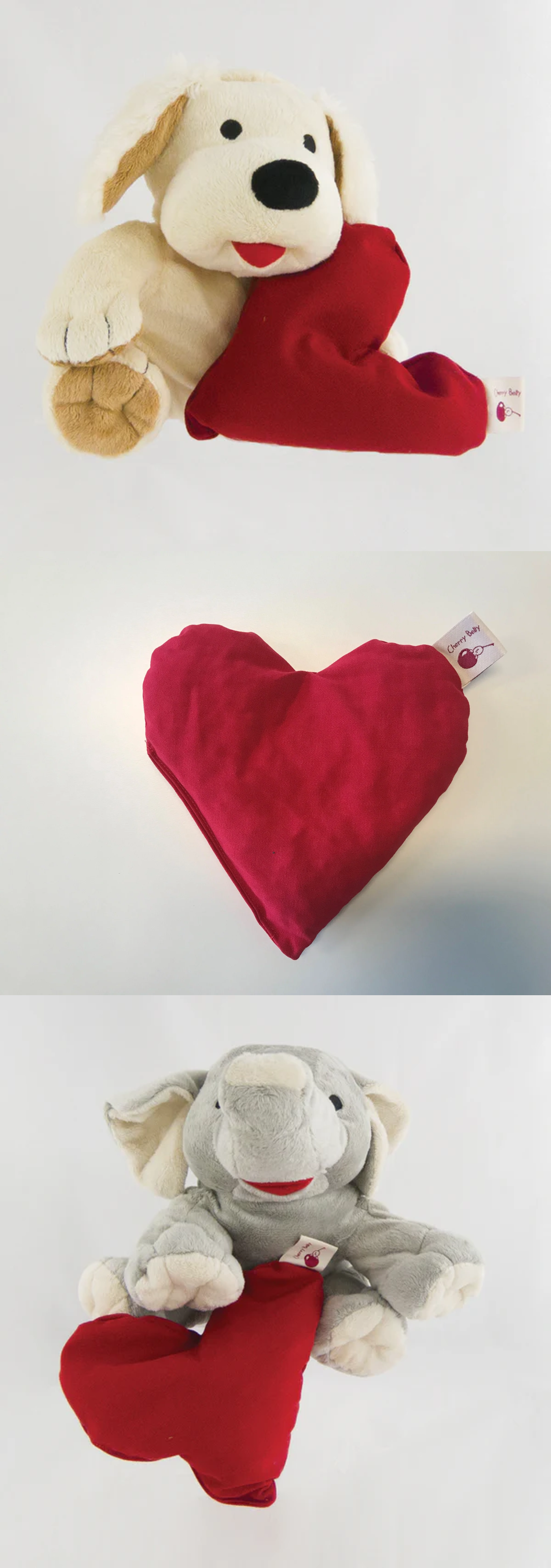 Corazon con cerezas que contiene los Mu&ntilde;ecos